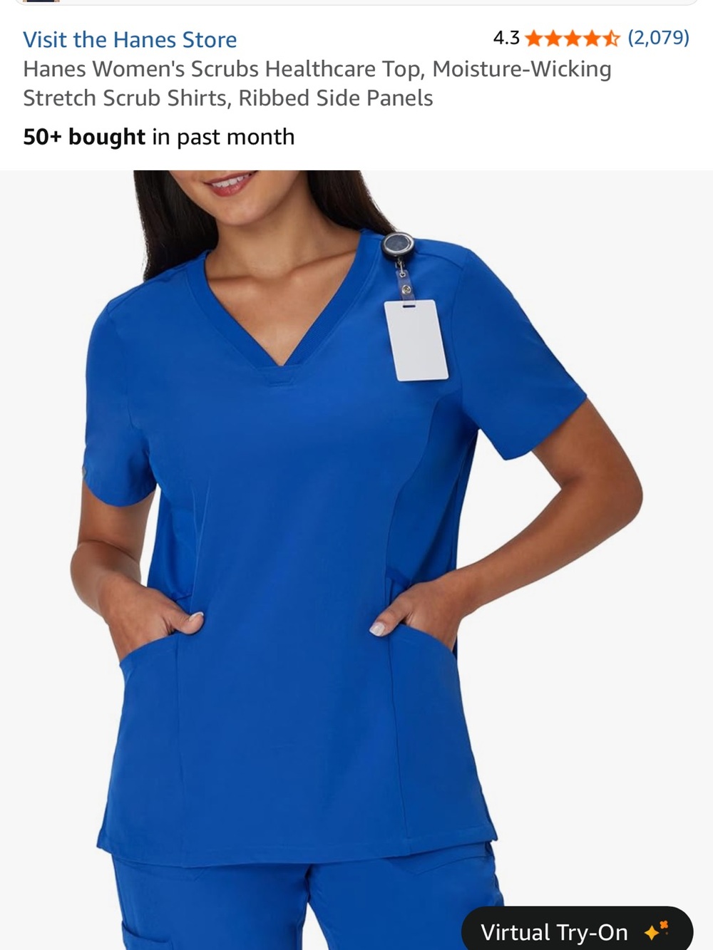 Hanes Women's V-Neck Scrub Top - Blue